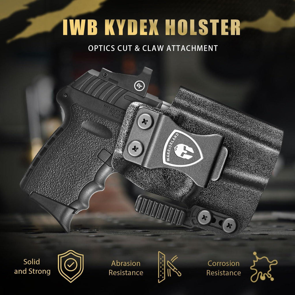 IWB Kydex Holster with Claw Attachment and Optic Cut Fit SCCY CPX-1 & CPX-2 GEN 1-2 Pistol - Not Fit GEN 3, Inside Waistband Appendix Carry SCCY Holster, Adj. Cant & Retention, Right Hand|WARRIORLAND - WARRIORLAND