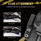 IWB Kydex Holster with Claw Attachment and Optic Cut Fit SCCY CPX-1 & CPX-2 GEN 1-2 Pistol - Not Fit GEN 3, Inside Waistband Appendix Carry SCCY Holster, Adj. Cant & Retention, Right Hand|WARRIORLAND - WARRIORLAND