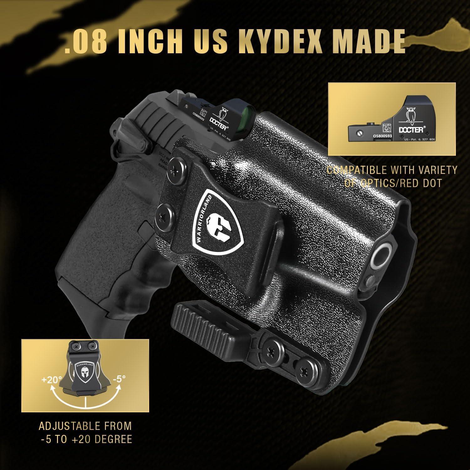 IWB Kydex Holster with Claw Attachment and Optic Cut Fit SCCY CPX-1 & CPX-2 GEN 1-2 Pistol - Not Fit GEN 3, Inside Waistband Appendix Carry SCCY Holster, Adj. Cant & Retention, Right Hand|WARRIORLAND - WARRIORLAND