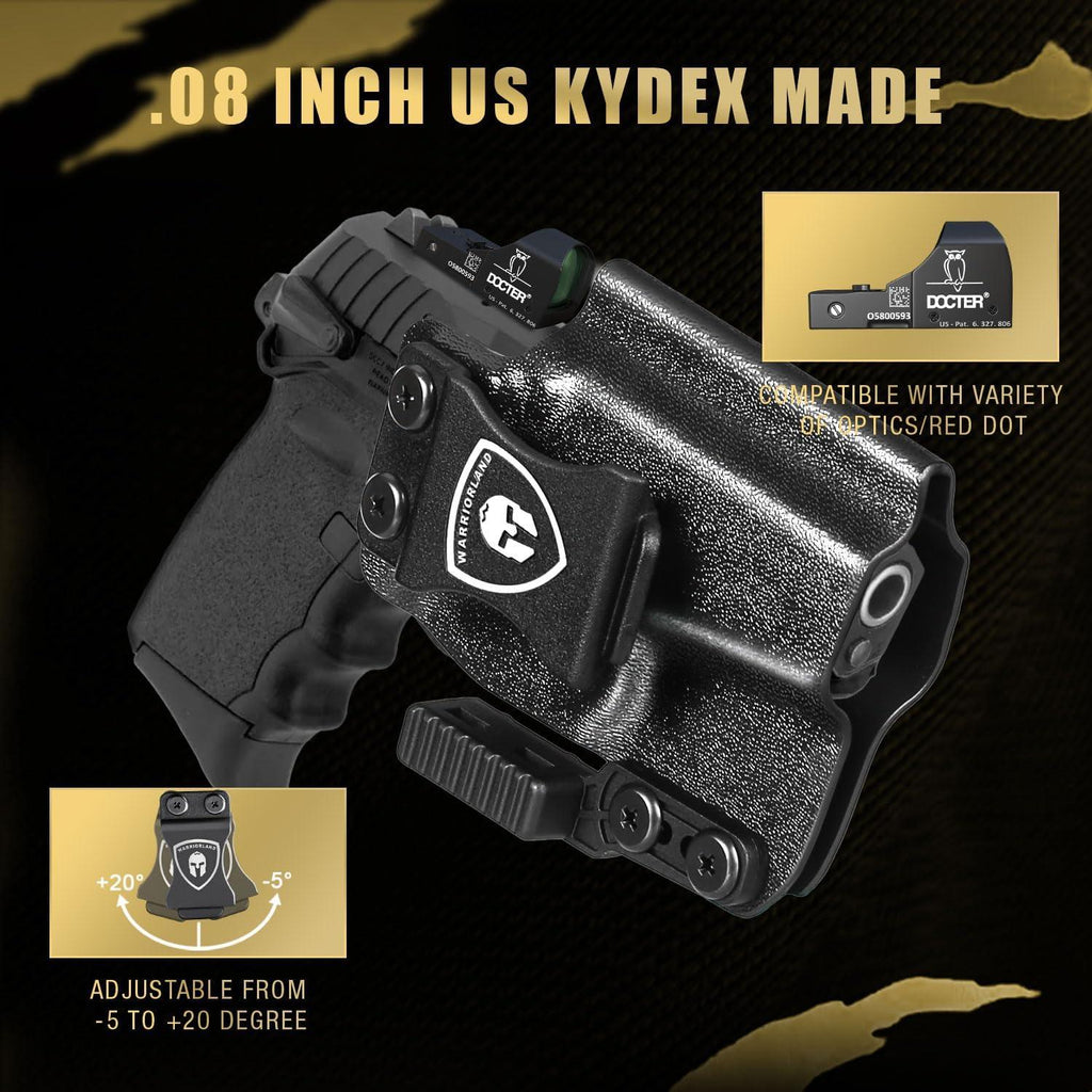 IWB Kydex Holster with Claw Attachment and Optic Cut Fit SCCY CPX-1 & CPX-2 GEN 1-2 Pistol - Not Fit GEN 3, Inside Waistband Appendix Carry SCCY Holster, Adj. Cant & Retention, Right Hand|WARRIORLAND - WARRIORLAND
