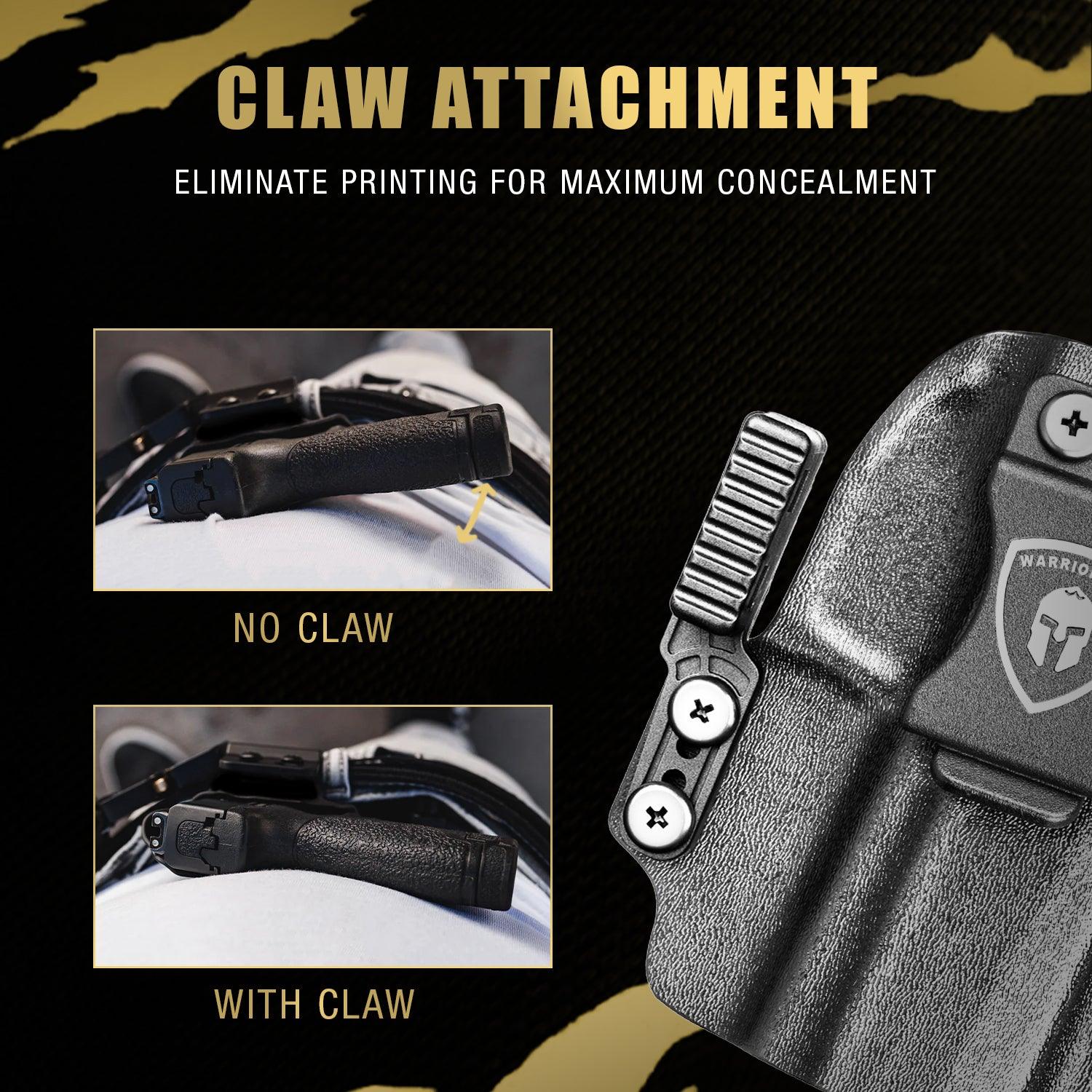 Sig P320 IWB Kydex Holster with Claw Attachment and Optic Cut: Sig Sauer P320 Compact M18 / P320 Fullsize M17, Inside Waistband Appendix Carry P320 Holster, Adj. Cant & Retention, Right|WARRIORLAND - WARRIORLAND