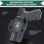 WARRIORLAND Compatible with Glock 20 21 22 Holster OWB Kydex Holster Optics Cut: G21 / G20 (Gen 3 4 5) & G22 Gen 5, Outside Waistband Open Carry G21 Holster with 1.75 Inch Paddle, Adj. Retention - WARRIORLAND