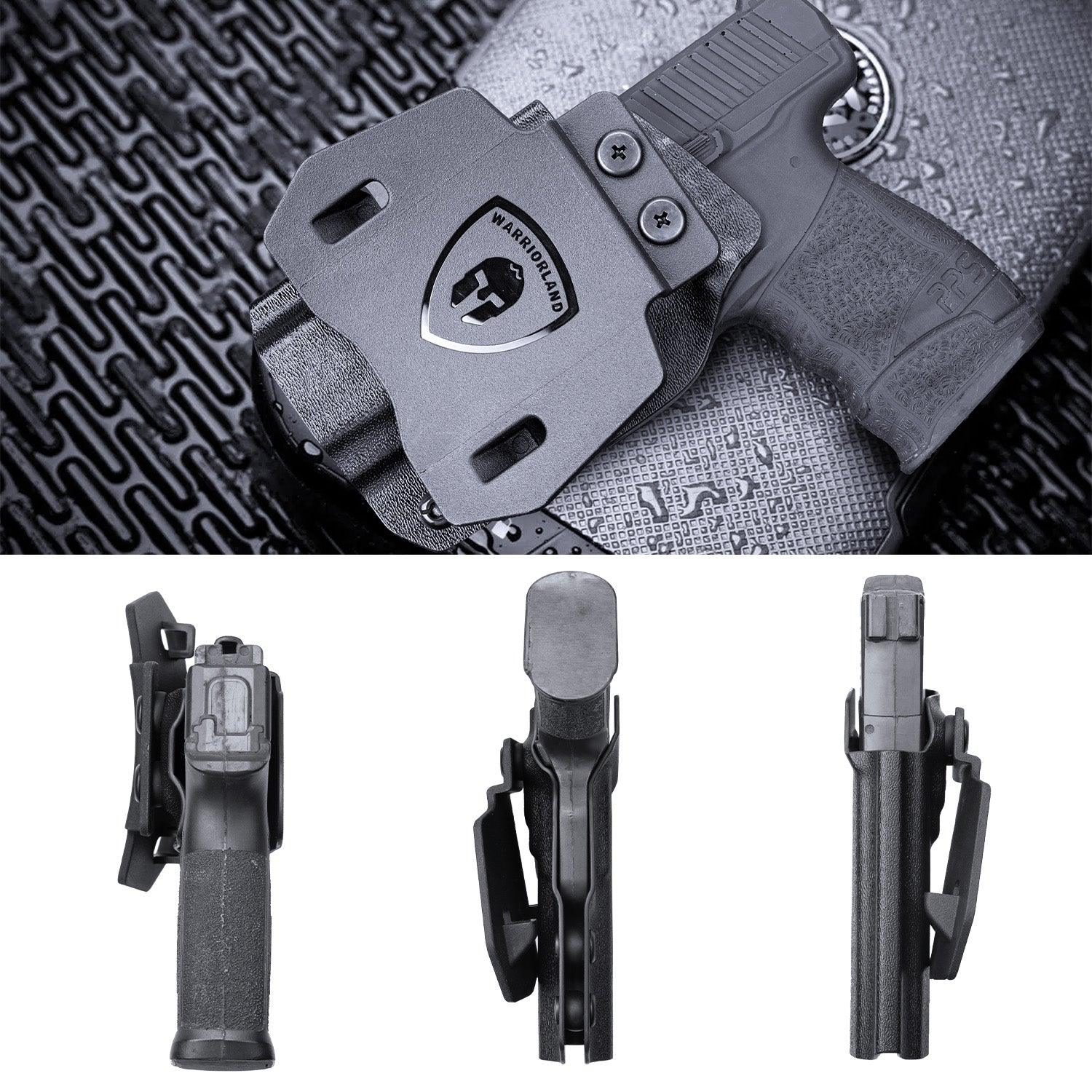Walther PPS M2 OWB Holster Kydex Made Optics Cut: Walther PPS M2 Pistol, Outside Waistband Open Carry PPS M2 Holster with 1.75 Inch Paddle, Adj. Retention & Cant, Right Hand|WARRIORLAND - WARRIORLAND