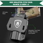 G23 Holster OWB Kydex Holster Optics Cut Fit G23 Gen 1-5 Pistol, Outside Waistband Open Carry G23 Gen 5 Holster with 1.75 Inch Paddle, Adj. Retention, Right Hand/Left Hand|WARRIORLAND - WARRIORLAND