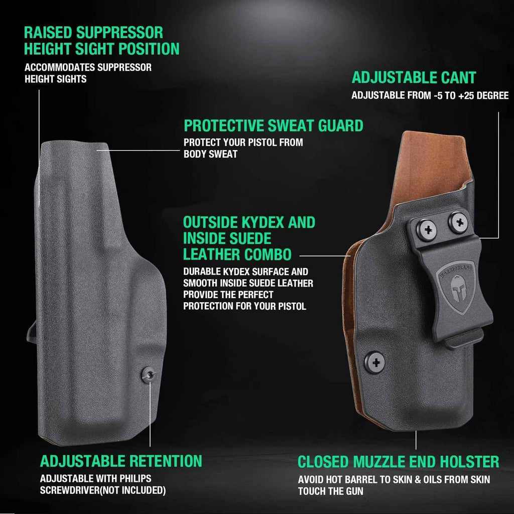 Glock 43/43X IWB Kydex w/ Leather Interior Hybrid Holster