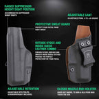 Glock 43/43X IWB Kydex w/ Leather Interior Hybrid Holster