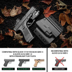 Glock 17/19 TLR7/TLR7A Holster OWB Kydex Holster Optic Cut Fit: Glock 17 G19 G44 G45 GEN 1-5 G23 G32 Gen 3-4 w/TLR-7 TLR-7A, Outside Waistband Carry Holster, Right Hand | Warriorland