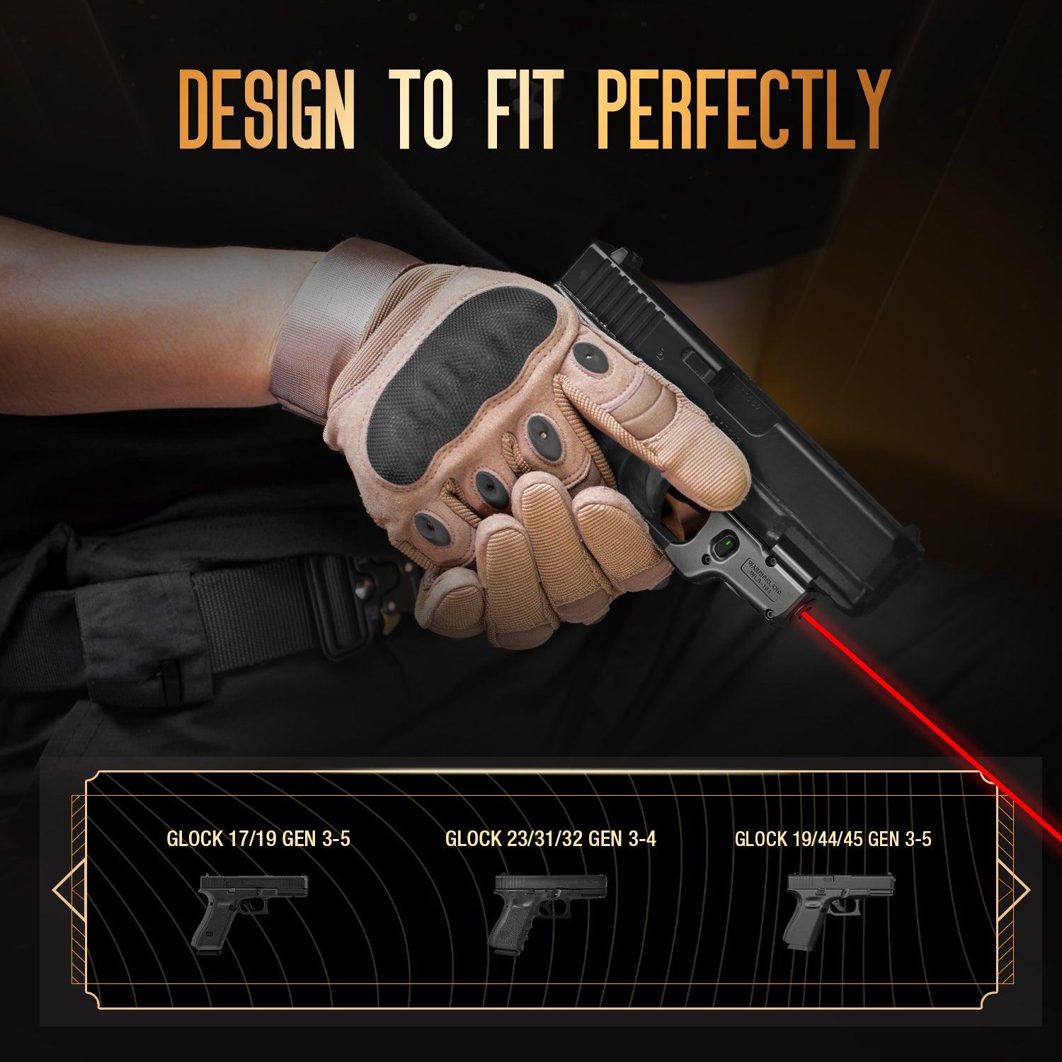 Red Laser Sight Compatible with Glock 17/19 Gen 3-5, G23/31/32 Gen 3-4 & G19X/44/45, Ultra Compact G19 Beam Sight, Gun Sight with Ambidextrous On/Off Switch & Power Indicator, WLS-104|WARRIORLAND - WARRIORLAND