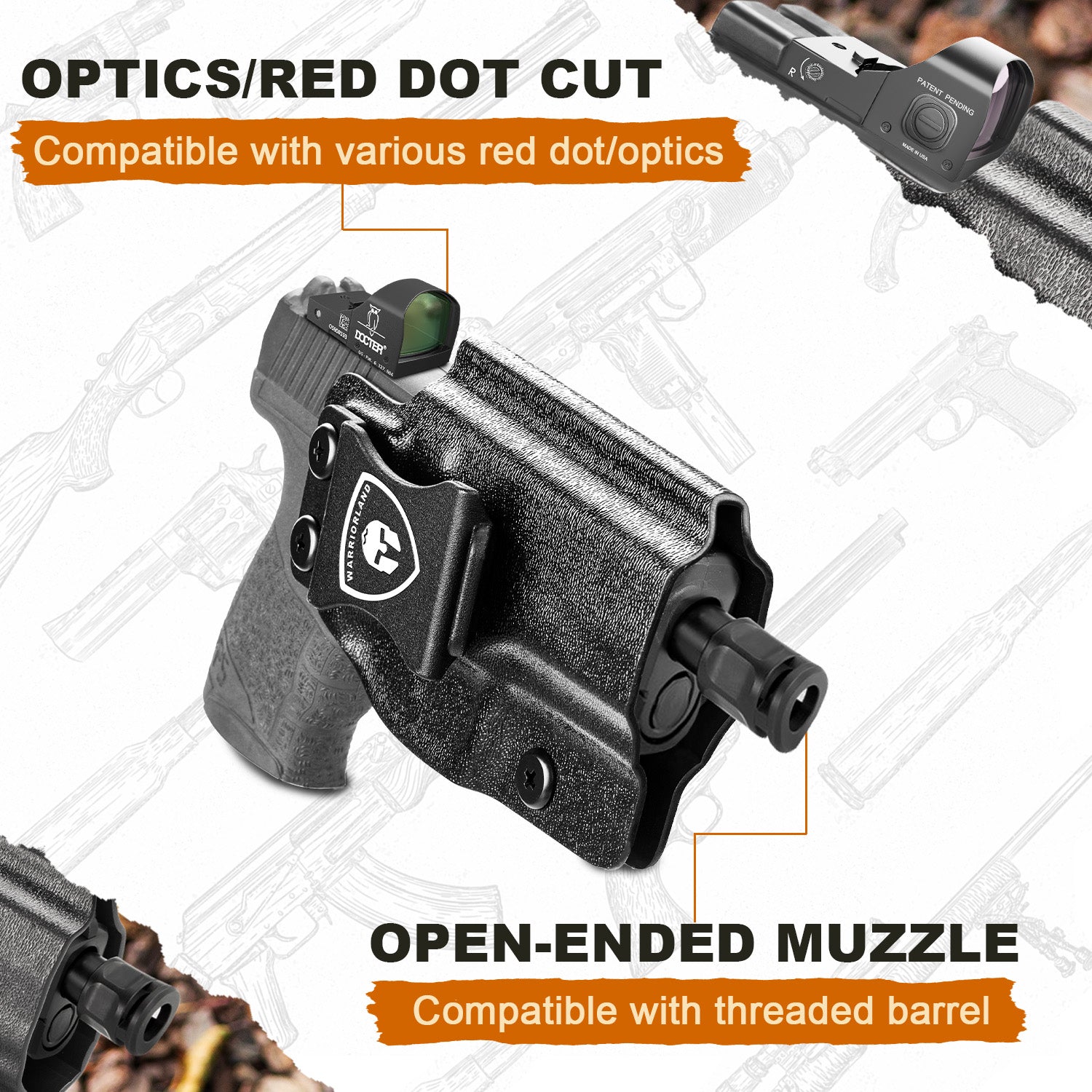 Walther PPS M2 Holster IWB Kydex Holster Optics Cut Fit Walther PPS M2 Pistol, Inside Waistband Appendix Carry PPS M2 Holster, Adj. Retention & Cant, Right Hand|WARRIORLAND - WARRIORLAND