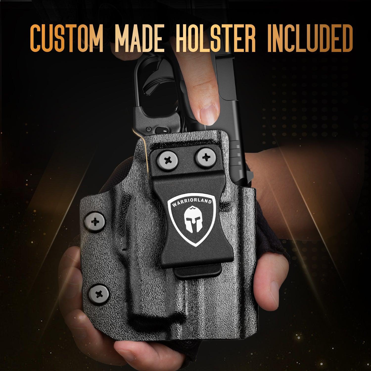 WARRIORLAND Green Laser Sight Fit Springfield Hellcat with Kydex Holster, First Green Beam Sight with Power Indicator, Hellcat Laser with IWB Holster Right Hand, WLS-118G w/Hellcat Holster - WARRIORLAND
