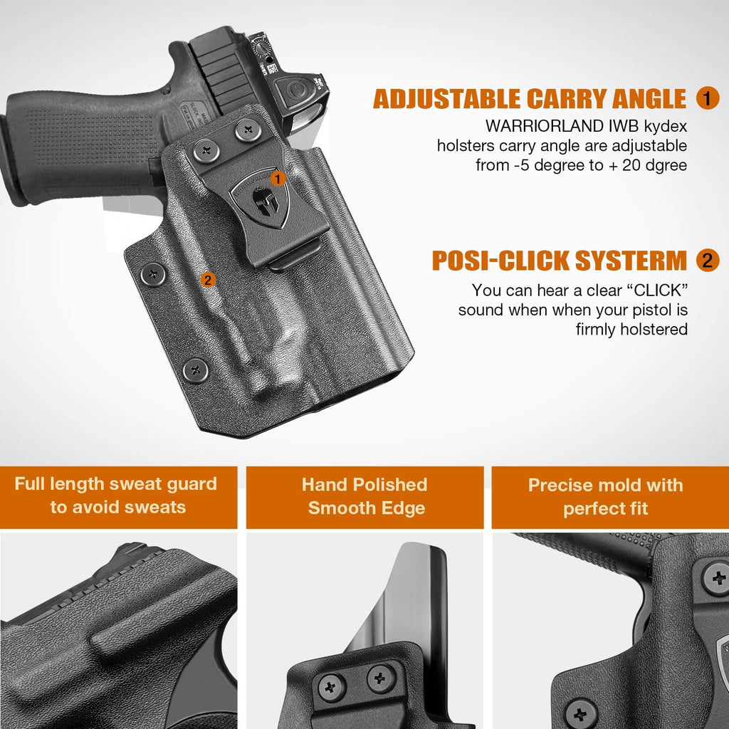 WARRIORLAND IWB Kydex Holster for Glock 43X MOS / 48 MOS with TLR-7X Sub or TLR-7 HL-X Sub – Optic Cut | Full Sweat Guard | Posi-Click Retention | Adj. Cant & Retention, Right Hand - WARRIORLAND