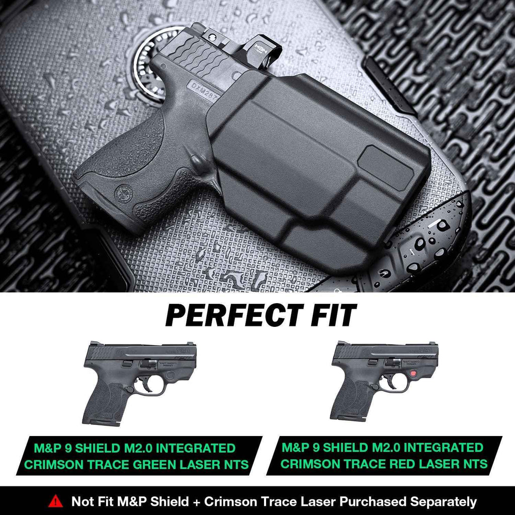 Level II Retention Thumb Release OWB Holster M&P 9 SHIELD M2.0 INTEGRATED CRIMSON TRACE RED/GREEN LASER NTS-Incompatible with any Laser/Light