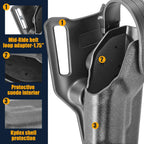 WARRIORLAND OWB Kydex Holster light bearing holster for Glock 17/19 Gen 3-5 - Thumb Release - Level II Retention - MB1/MB2/MB3 Compatible - Right Hand - WARRIORLAND