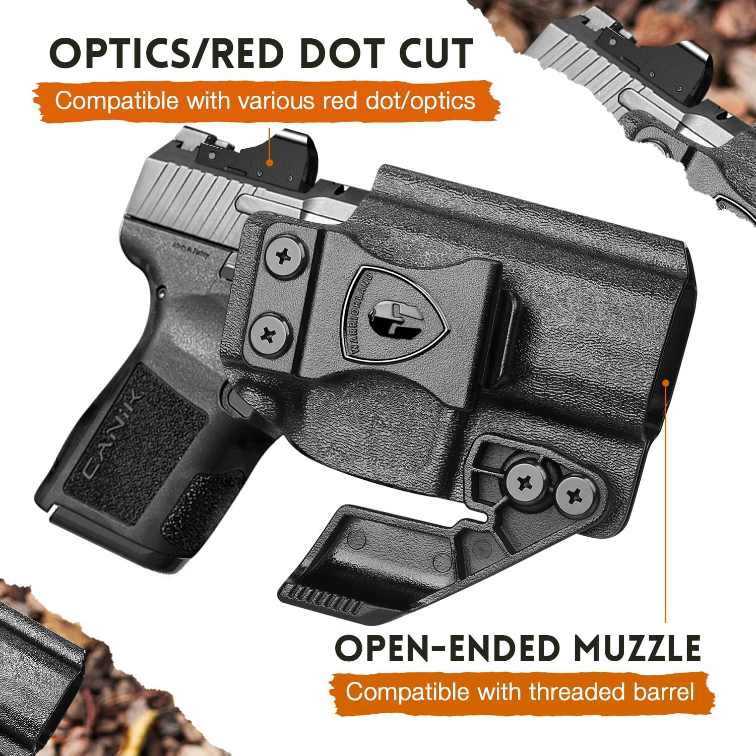 WARRIORLAND IWB Kydex Holster, Designed Exclusively and Solely for Canik Mete MC9 / Mete MC9L Pistol, w/Claw & Optics Cut, Inside Waistband Concealed Carry Holster, Adj. Retention & Cant, Right Hand - WARRIORLAND