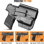 IWB Kydex Holster for P365 with TLR6, Fit Sig Sauer P365/ P365 SAS/ P365XL, Inside Waistband Conceal Carry, Optic Cut, Adj. Cant & Retention, Right Hand - WARRIORLAND