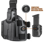 WARRIORLAND Drop Leg Platform for Glock 17/19 (Gen3-5), Glock 22/23/31/32 (Gen3-4), Glock 19X/44/45 w/TLR-1- Level 2 Holster + Mag Holes - Adjustable (No Mag Pouches) Red dot compatible - WARRIORLAND