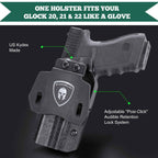 Glock 20 21 22 Holster OWB Kydex Holster Optics Cut: Glock 21 / Glock 20 (Gen 3 4 5) & Glock 22 Gen 5, Outside Waistband Open Carry G21 Holster with 1.75 Inch Paddle, Adj. Retention & Cant, Right|WARRIORLAND