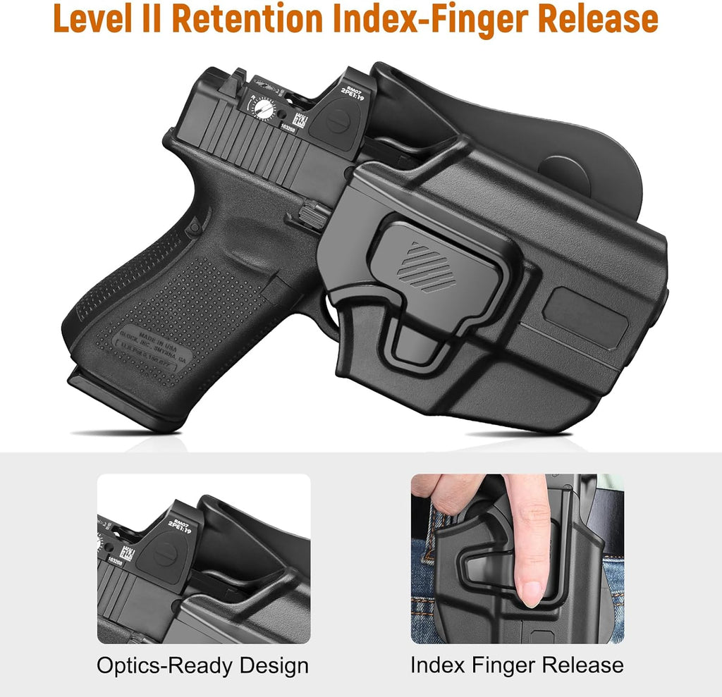 Universal OWB Holster for Compact and Subcompact Pistols, Fit Glock 19/26/43/ 43X/43X Mos, Hellcat pro,Taurus G2C, PSA Dagger Compact and More, Index Finger Release, Right Hand - WARRIORLAND