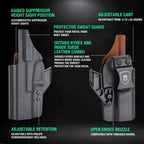 Glock 17 Gen(3-5)/G22/31 Gen(3-4) IWB Kydex Leather Lined Holsters with Optics Cut & Claw, Right Hand