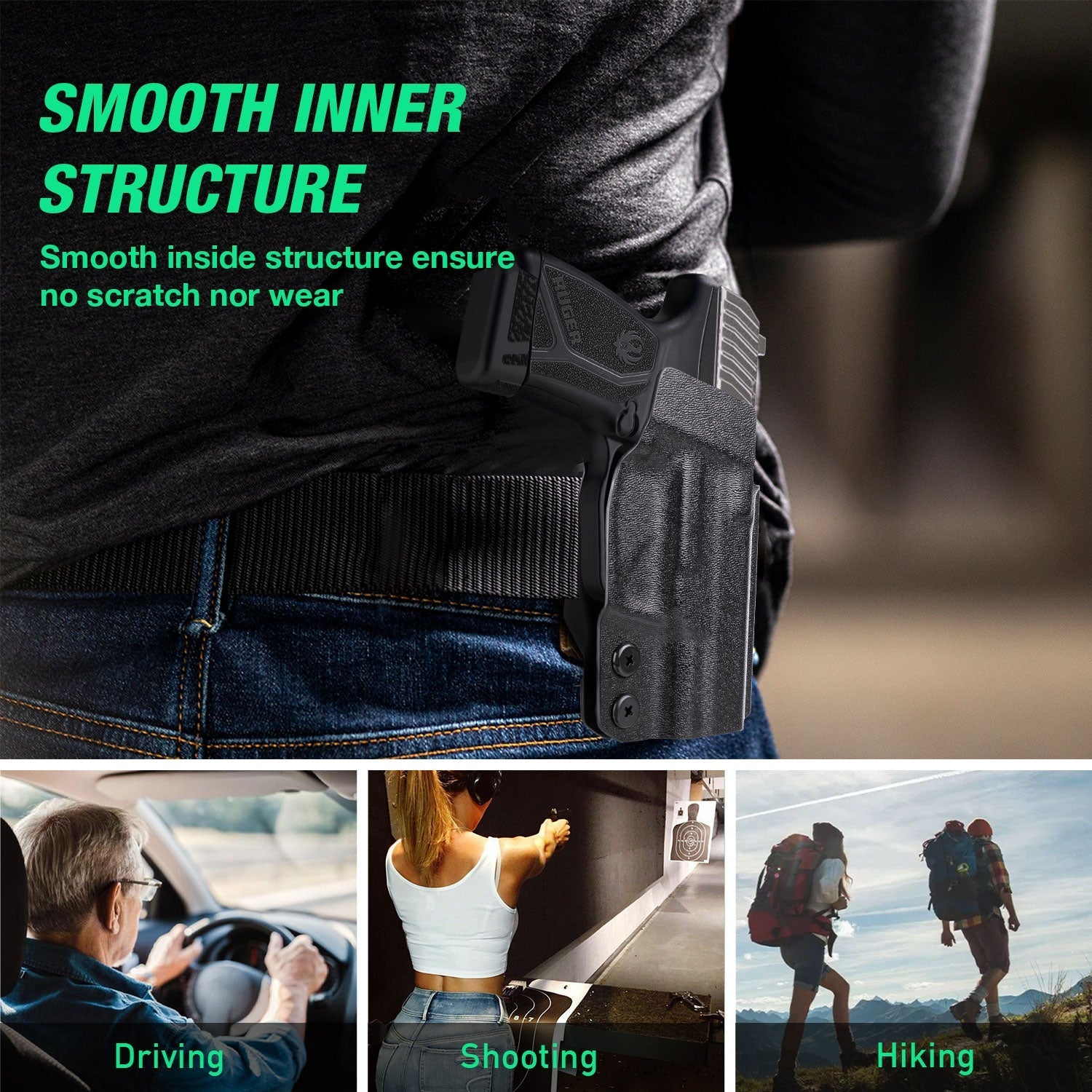 OWB Holster Optics Cut Fit Ruger Max-9 Pistol, Outside Waistband Open Carry Max 9 Holster with 1.75 Inch Paddle, Adj. Retention & Cant, Right Hand|WARRIORLAND - WARRIORLAND