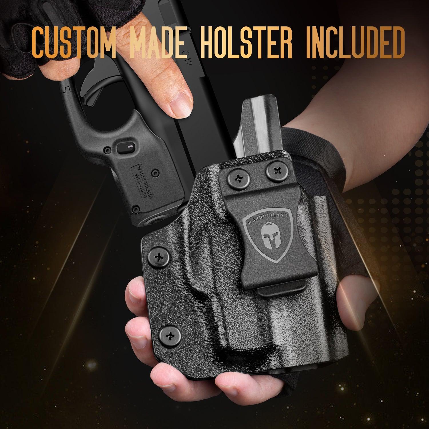 Green Laser Sight Designed to Fit Glock G42 with Holster Combo, Green Beam Sight with Power Indicator, Custom-Made IWB Kydex Holster Right Hand, Windage and Elevation Adjustment, WLS-105G - WARRIORLAND