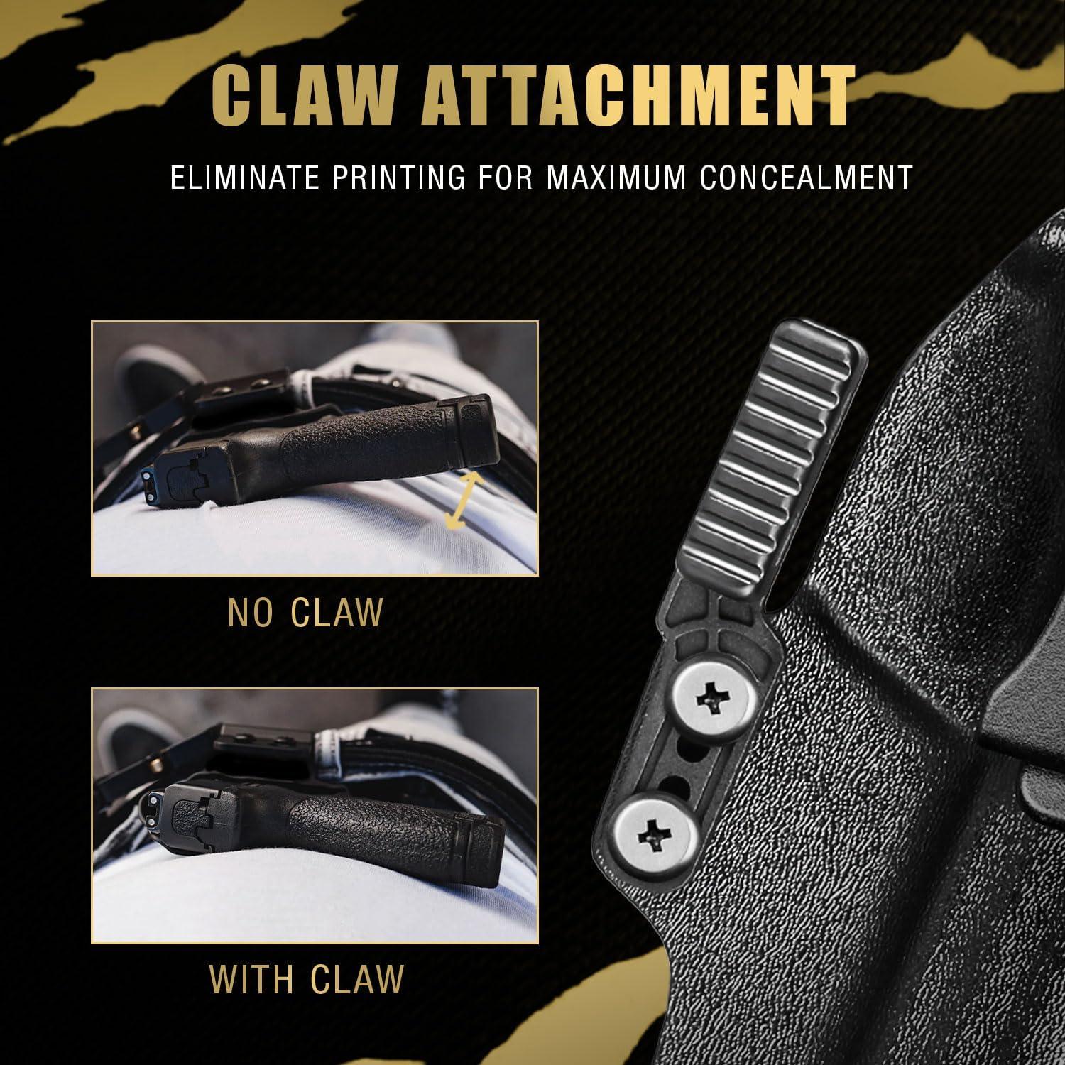 IWB Kydex Holster with Claw Attachment and Optic Cut Fit Smith & Wesson M&P Shield 9mm EZ / .380 EZ Pistol, Inside Waistband Appendix Carry M&P 9mm Shield EZ Holster, Adj. Cant & Retention|WARRIORLAND - WARRIORLAND