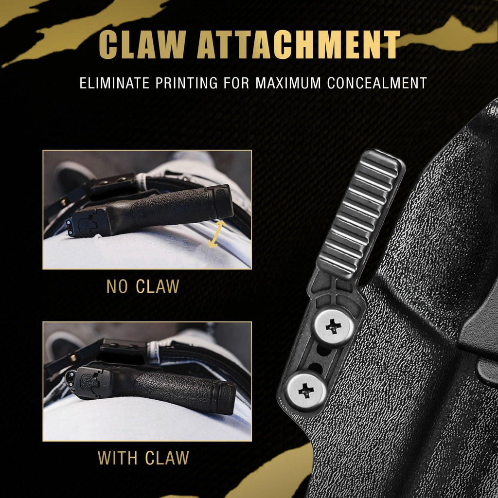 IWB Kydex Holster with Claw Attachment and Optic Cut Fit Smith & Wesson M&P Shield 9mm EZ / .380 EZ Pistol, Inside Waistband Appendix Carry M&P 9mm Shield EZ Holster, Adj. Cant & Retention|WARRIORLAND - WARRIORLAND