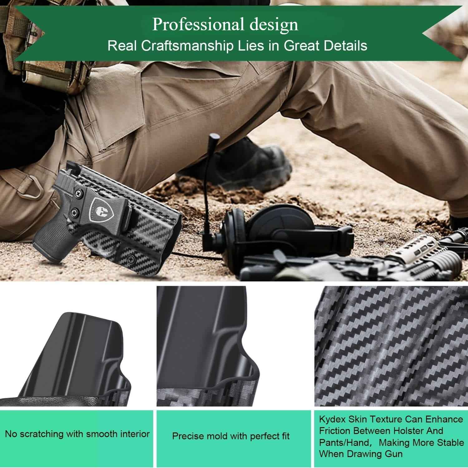 Carbon Fiber Kydex IWB Holster for Glock 42 | WARRIORLAND