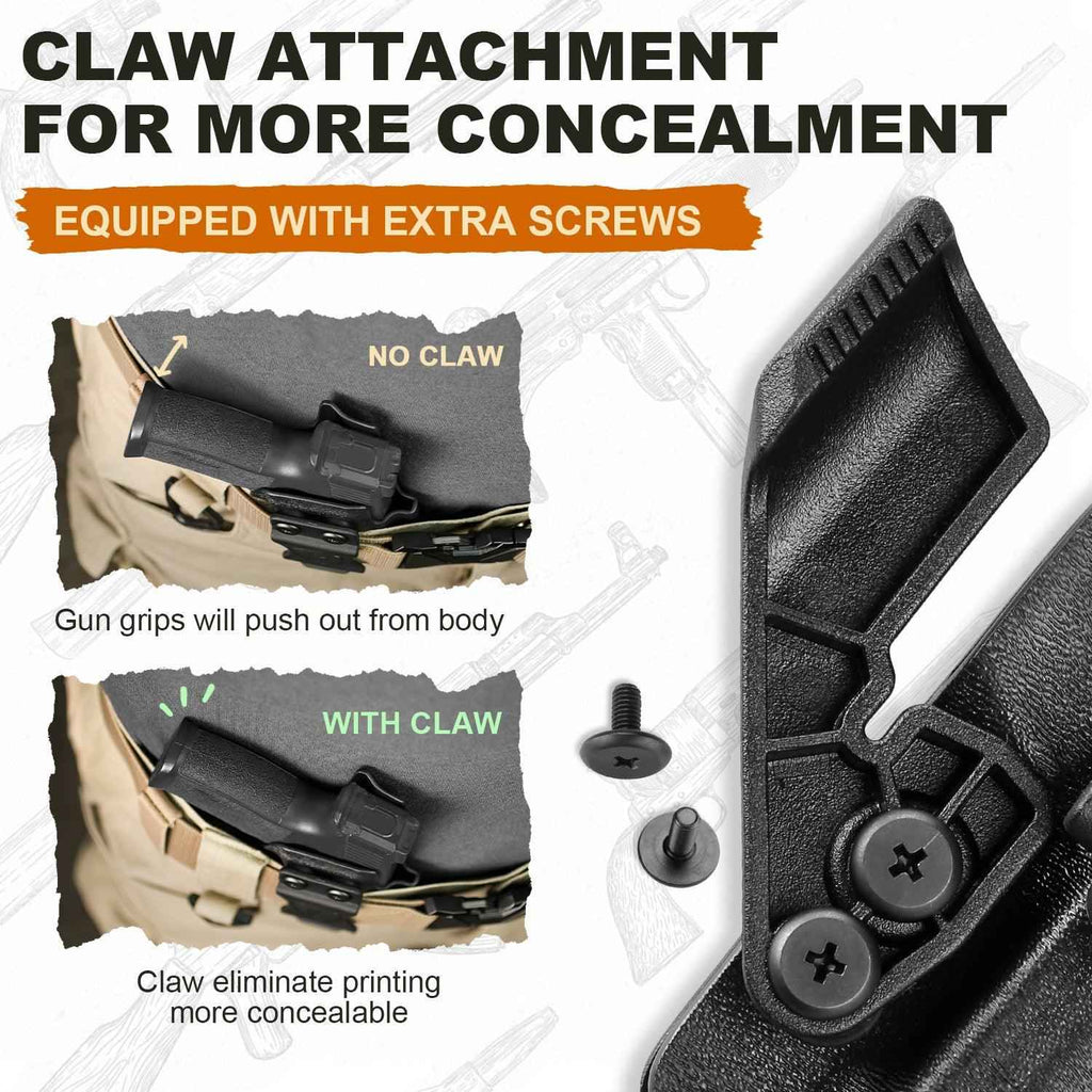 Springfield XD-S 3.3'' Holster IWB KYDEX Holster with Claw Optics Cut for Springfield XDS 3.3/XD-S MOD.2", Inside Waistband Appendix Carry Holster XDS, Adjustable Cant & 'Posi-Click' Retention, Right Hand |WARRIORLAND