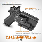 WARRIORLAND IWB Kydex Holster for Glock 43X MOS / 48 MOS with TLR-7X Sub or TLR-7 HL-X Sub – Optic Cut | Full Sweat Guard | Posi-Click Retention | Adj. Cant & Retention, Right Hand - WARRIORLAND