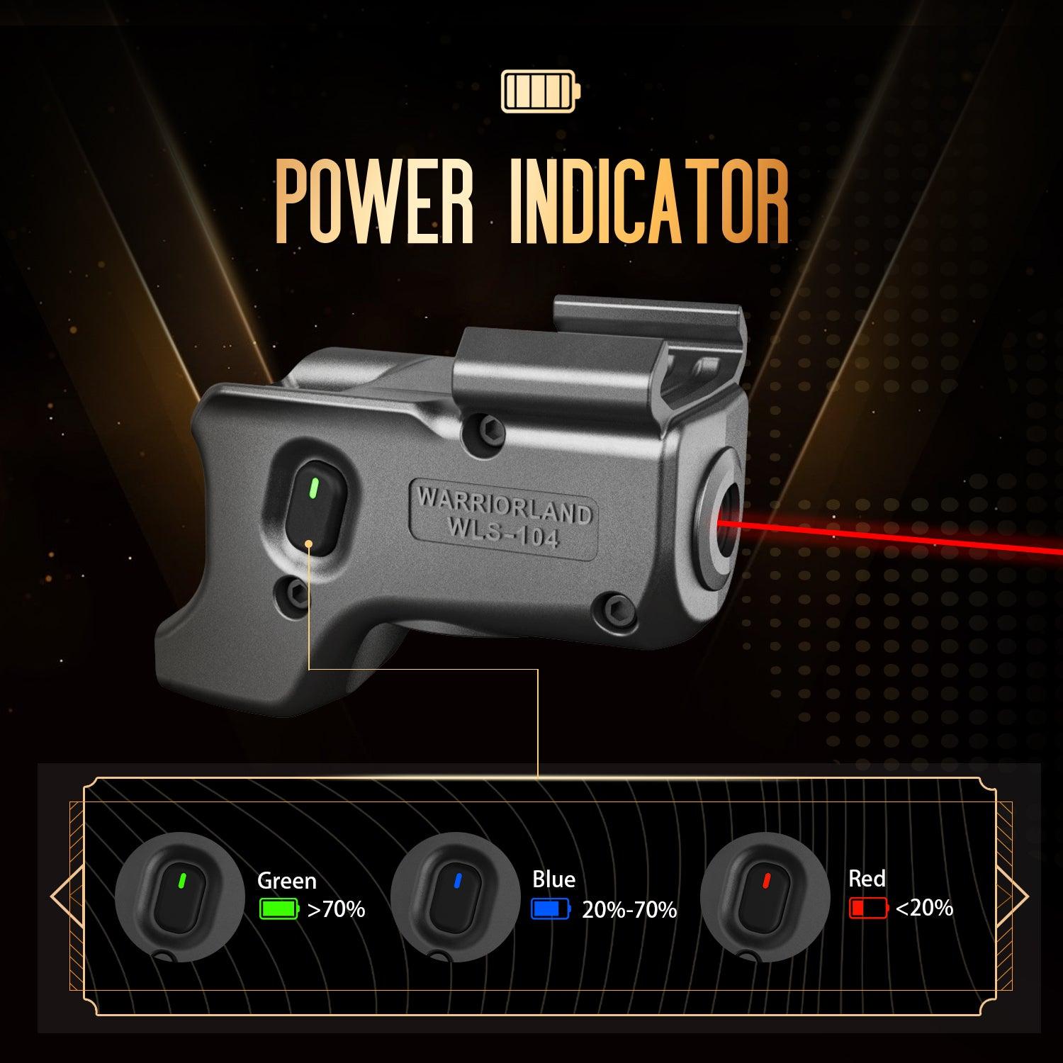 Red Laser Sight Compatible with Glock 17/19 Gen 3-5, G23/31/32 Gen 3-4 & G19X/44/45, Ultra Compact G19 Beam Sight, Gun Sight with Ambidextrous On/Off Switch & Power Indicator, WLS-104|WARRIORLAND - WARRIORLAND
