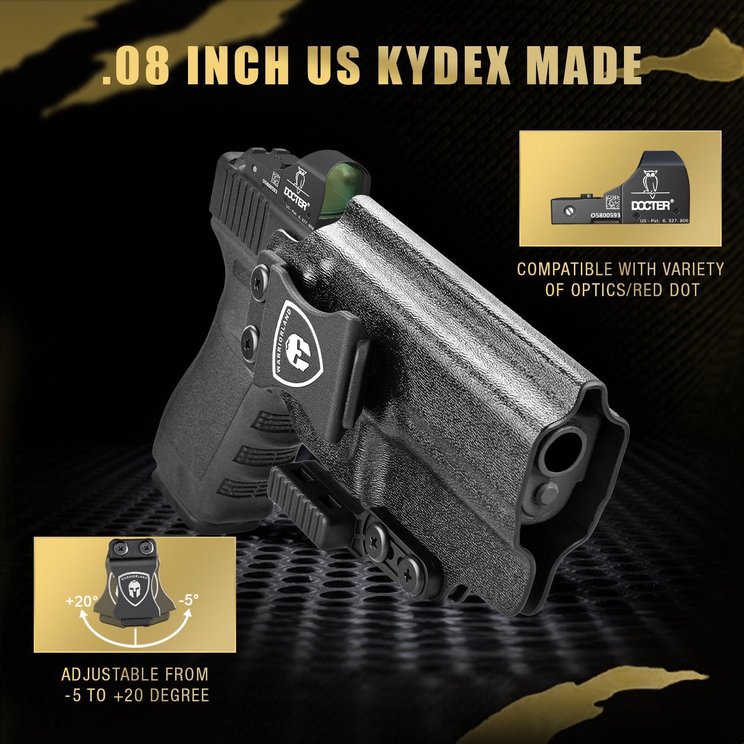 IWB Kydex Holster with Claw Attachment and Optic Cut Fit G20 / G21 (Gen 3 4 5) & G22 Gen 5 Pistol, Inside Waistband Appendix Carry G21 Holster, Adj. Cant & Retention, Right Hand|WARRIORLAND - WARRIORLAND