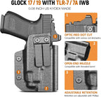IWB Kydex Holster for Glock 19 with TLR7/ TLR7A, Fit Glock 17/19 Gen 3-5, 23/32 Gen 3-4 & 19X/ 44/45, Inside Waistband Conceal Carry, Optic Cut, Adj. Cant & Retention, Right Hand - WARRIORLAND