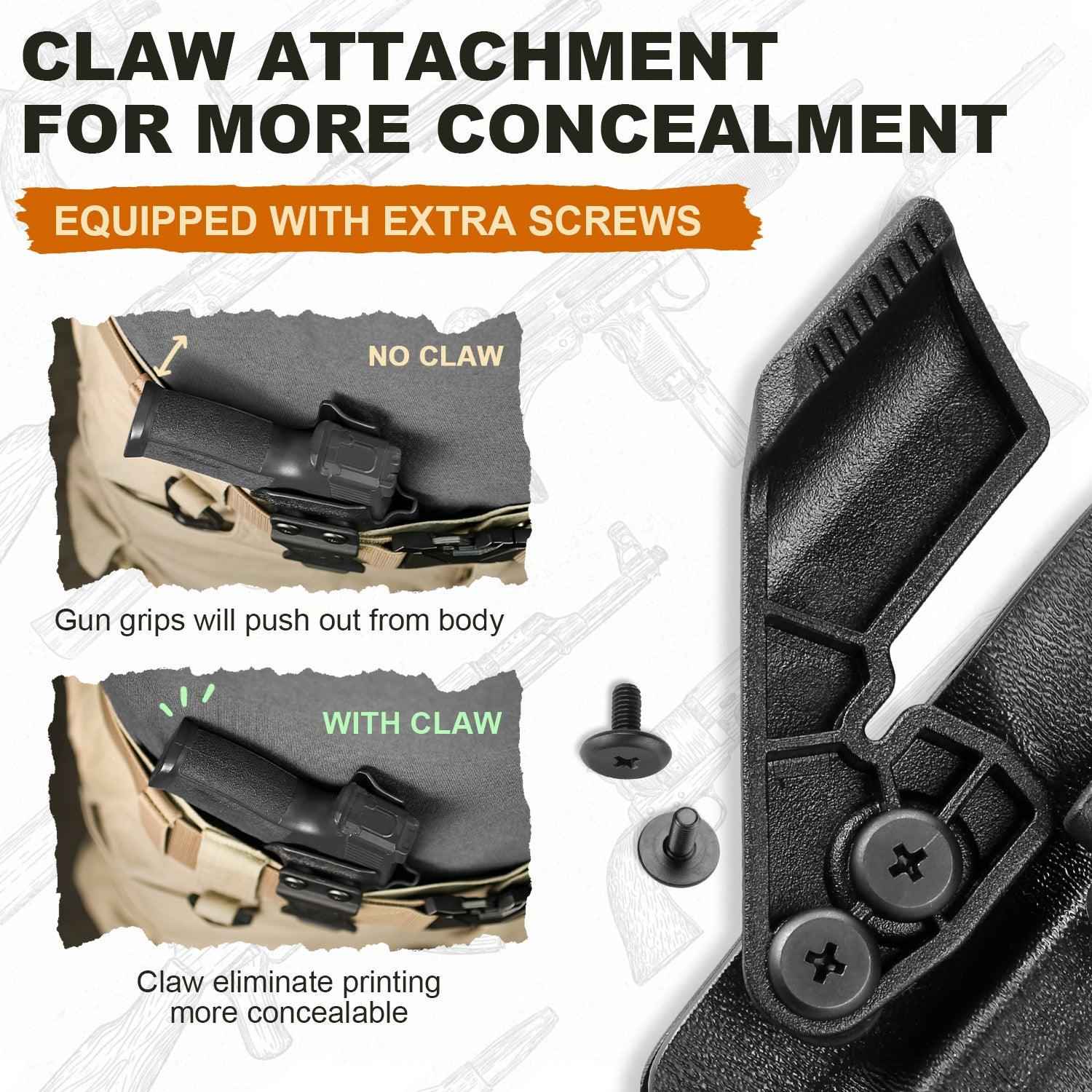 Springfield Hellcat Pro Holster  IWB Kydex Holster with Claw Optics Cut: Springfield Armory Hellcat Pro Pistol, Inside Waistband Appendix Carry Pro Holster, Adj. Retention & Cant, Right Hand |WARRIORLAND
