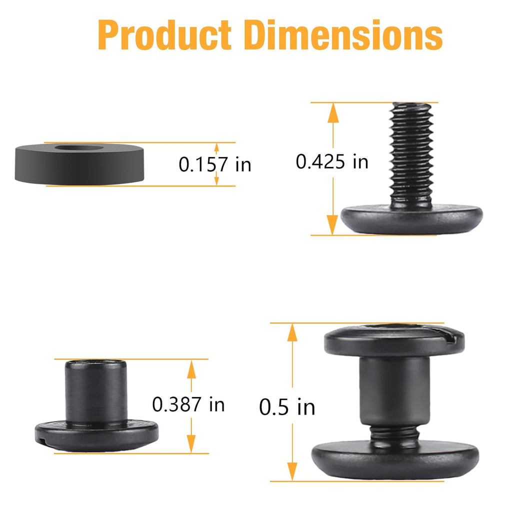 WARRIORLAND 12-Pack Black Chicago Screws, DIY Screw Kits for Kydex & Leather Gun Holsters/Clips and Knife Sheaths, Includes Phillips Truss Heads + Open Slotted Fasteners + Rubber Washers/Spacers - WARRIORLAND