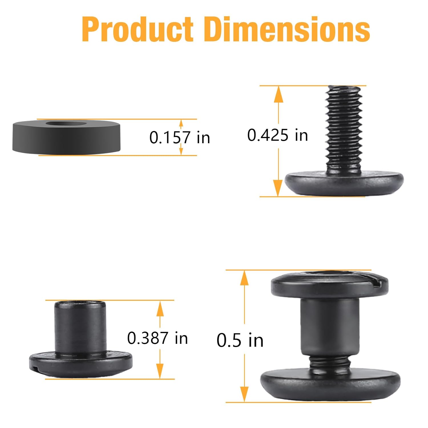 WARRIORLAND 12-Pack Black Chicago Screws, DIY Screw Kits for Kydex & Leather Gun Holsters/Clips and Knife Sheaths, Includes Phillips Truss Heads + Open Slotted Fasteners + Rubber Washers/Spacers - WARRIORLAND