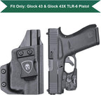 WARRIORLAND IWB Kydex Holster Fit Glock 43/43X with TLR-6 /TLR-6 HL - Not Fit MOS, Inside Waistband Holster, Adj. Cant & Retention, Right/Left Hand Option - WARRIORLAND