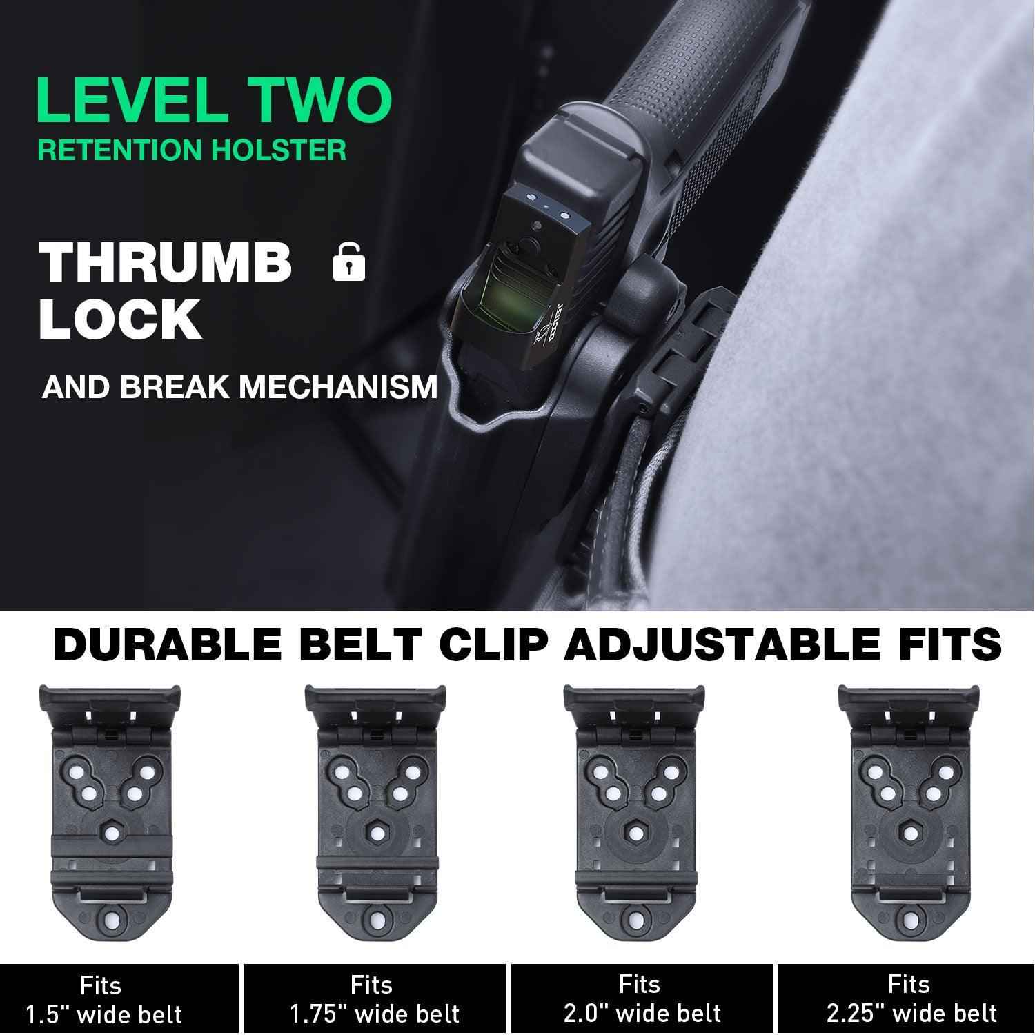 Level II Retention Thumb Release OWB Holster M&P 9 SHIELD M2.0 INTEGRATED CRIMSON TRACE RED/GREEN LASER NTS-Incompatible with any Laser/Light
