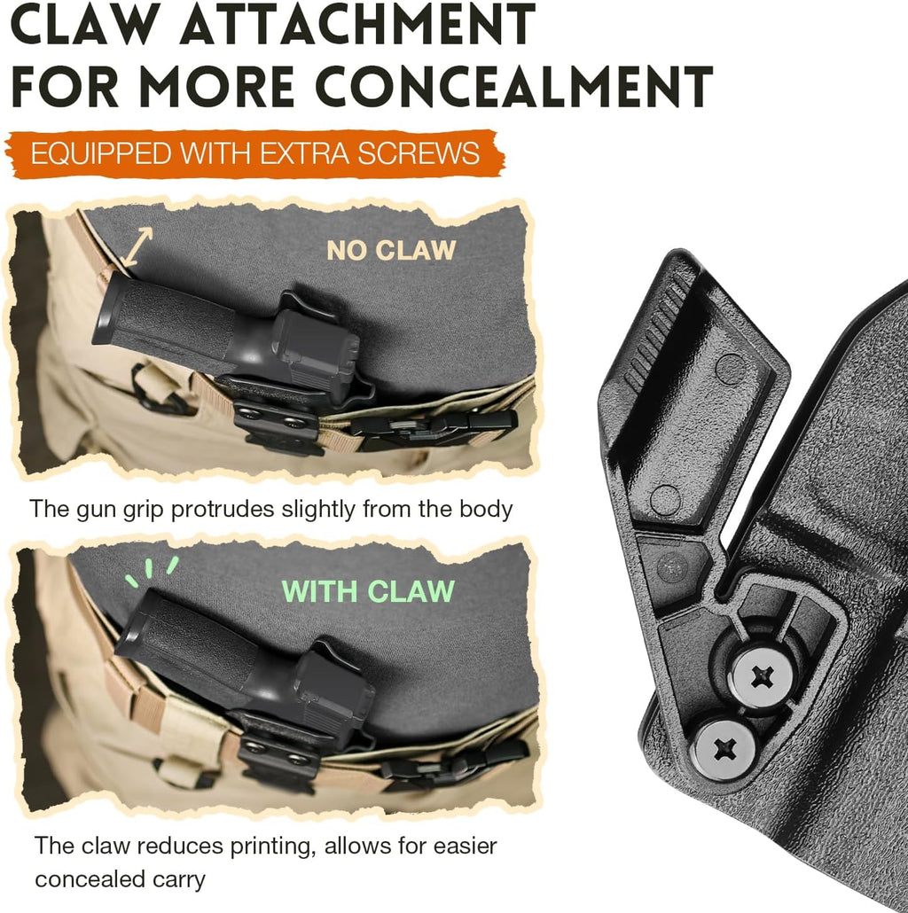 WARRIORLAND IWB Kydex Holster, Designed Exclusively and Solely for Canik Mete MC9 / Mete MC9L Pistol, w/Claw & Optics Cut, Inside Waistband Concealed Carry Holster, Adj. Retention & Cant, Right Hand - WARRIORLAND