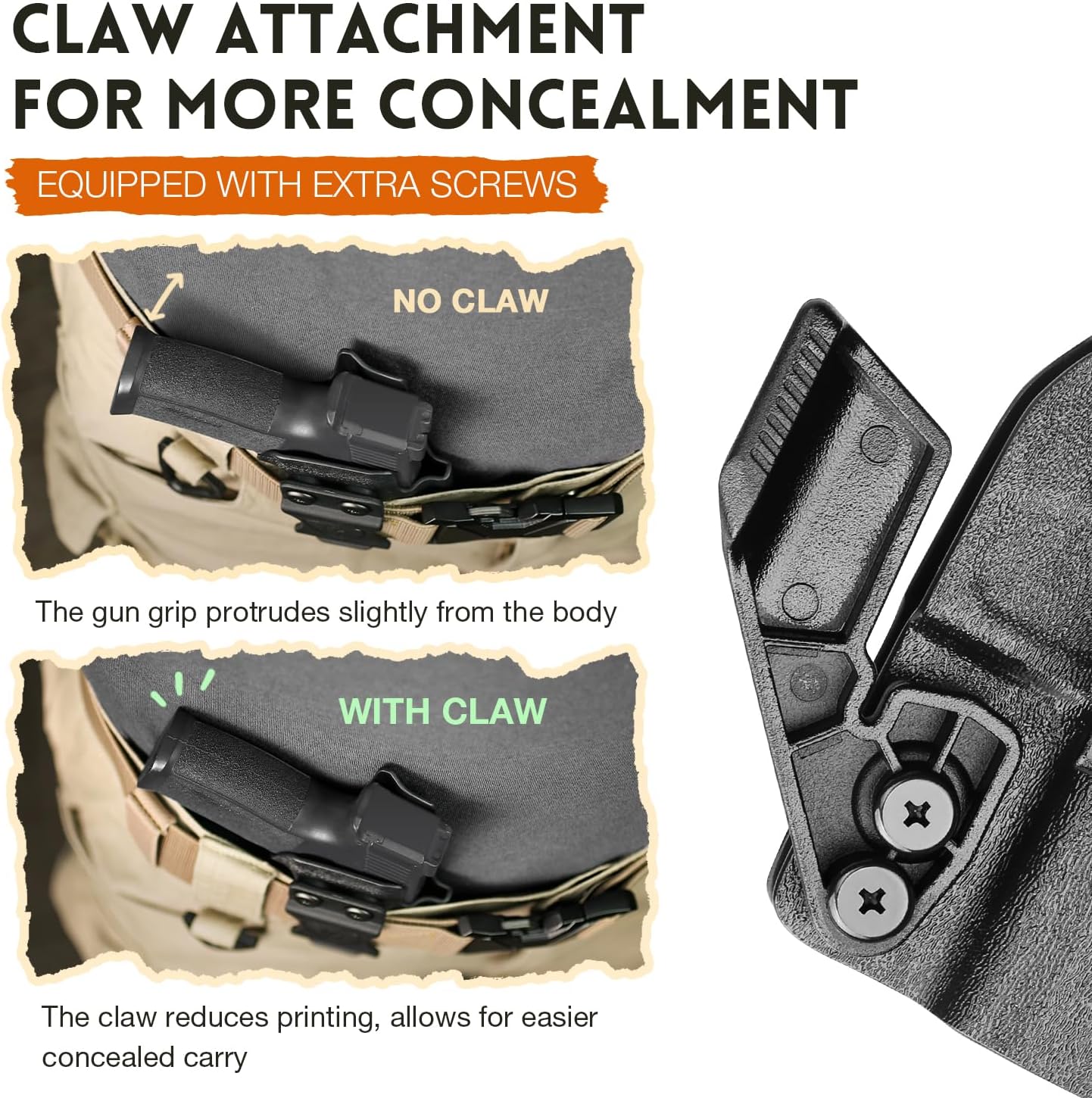 WARRIORLAND IWB Kydex Holster, Designed Exclusively and Solely for Canik Mete MC9 / Mete MC9L Pistol, w/Claw & Optics Cut, Inside Waistband Concealed Carry Holster, Adj. Retention & Cant, Right Hand - WARRIORLAND
