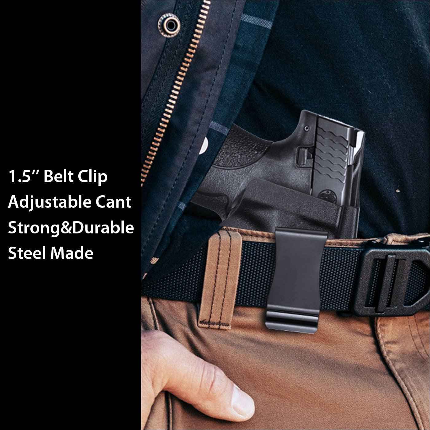 2 Pack 1.75 INCH BLACK OXIDE STEEL CLIP Belt Clip for IWB & OWB Sheath, Kydex Holster & Knife Sheath Belt Clip, Belt Clip for Holster, with Metal Washers/Screws/Slotted Binding Posts/Washers