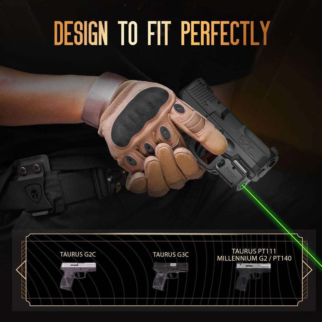 WARRIORLAND Green Laser Sight With Left Hand Holster Combo Tailored Fit Taurus G2C / Taurus G3C / Millennium G2 PT111 & PT140, Ultra Compact G2C Beam Sight, Gun Sight with Ambidextrous On/Off Switch & Power Indicator,	 WLS-101G-H-G2C-L - WARRIORLAND