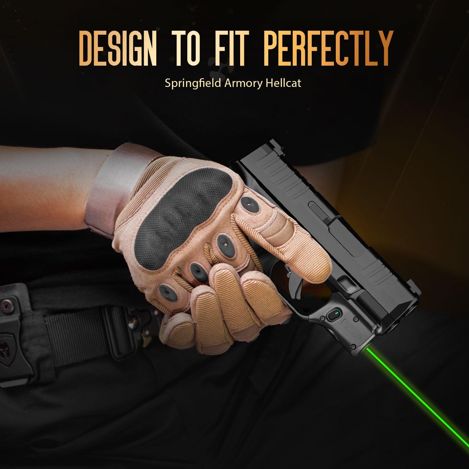 WARRIORLAND Green Laser Sight Fit Springfield Hellcat with Kydex Holster, First Green Beam Sight with Power Indicator, Hellcat Laser with IWB Holster Right Hand, WLS-118G w/Hellcat Holster - WARRIORLAND