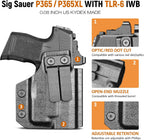 IWB Kydex Holster for P365 with TLR6, Fit Sig Sauer P365/ P365 SAS/ P365XL, Inside Waistband Conceal Carry, Optic Cut, Adj. Cant & Retention, Right Hand - WARRIORLAND