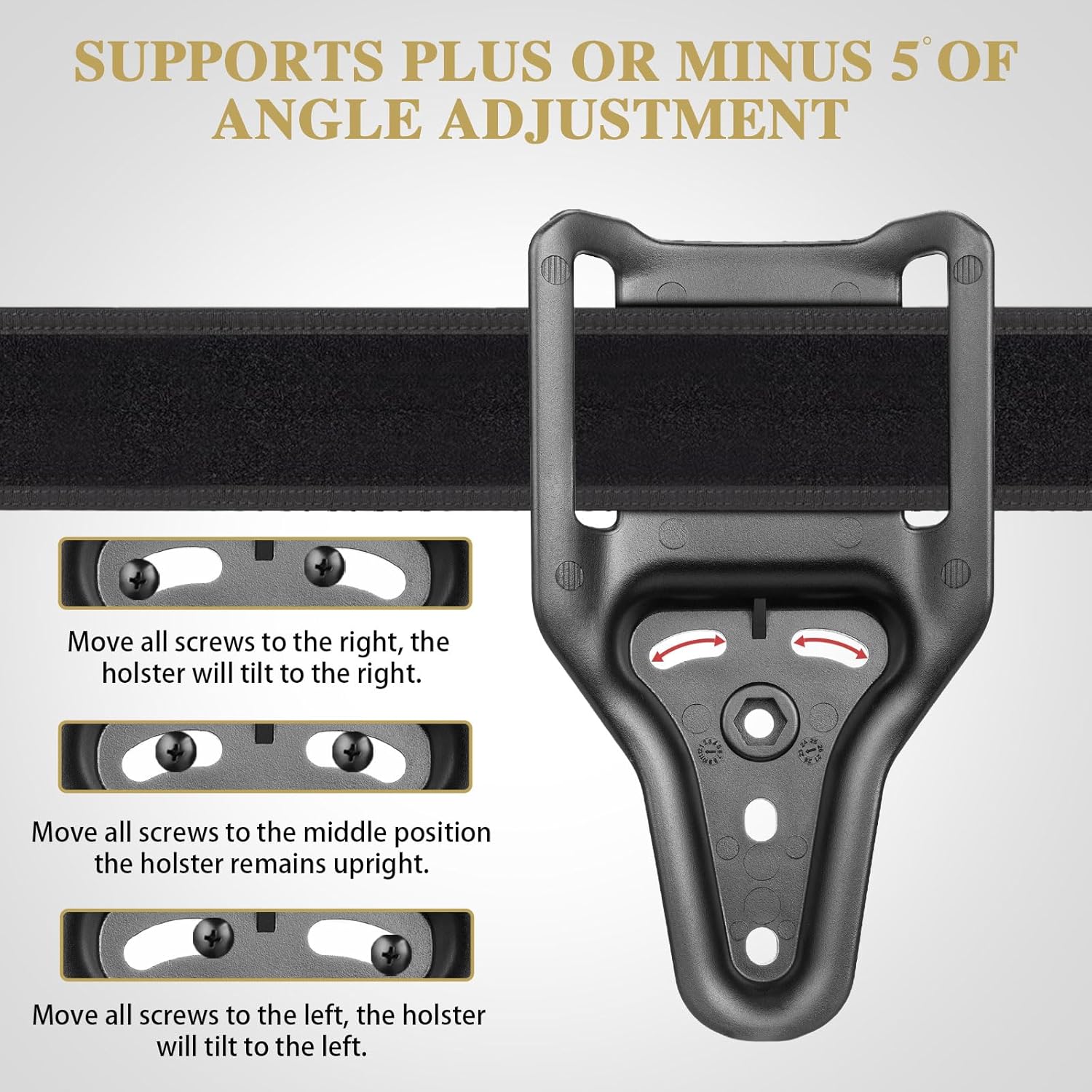 WARRIORLAND Universal Mid-Ride Belt Loop Adapter (CUBL) – 1.75” security Belt Fit, Adjustable 3-Hole Holster & 360° Gearwheel Compatibility - WARRIORLAND
