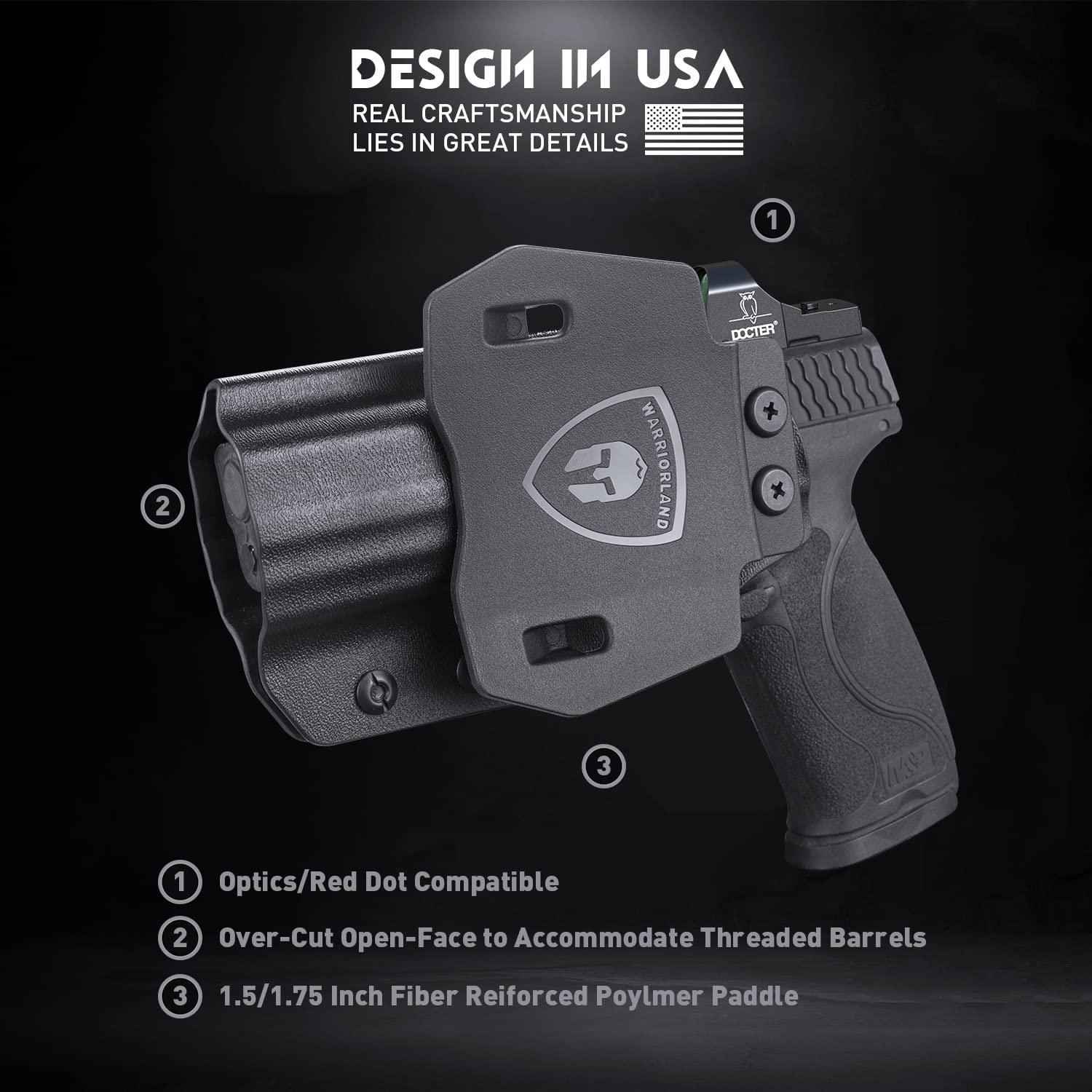 OWB Kydex Holster for S&W M&P M2.0 9mm / .40 3.6" / 4" / 4.25" Pistol, Optic Ready Paddle Holster | Right Hand