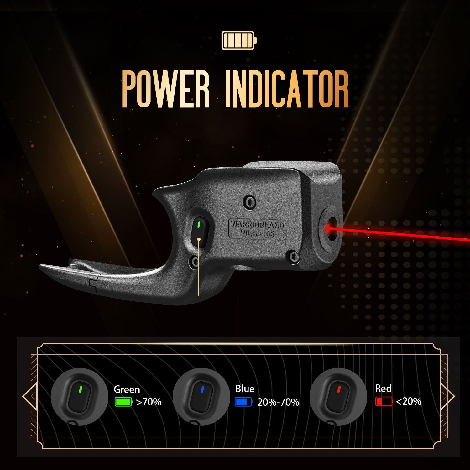 Red Laser Sight Designed to Fit Glock 48 with Holster Combo, Red Beam Sight with Power Indicator, Custom-Made IWB Kydex Holster Right Hand, WLS-105 w/ G48 Holster - WARRIORLAND