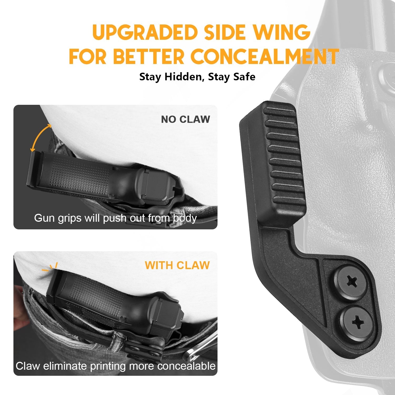WARRIORLAND IWB Kydex Holster Compatible with S&W Bodyguard 2.0 – Concealed Carry Holster with Optic Cut, Claw, Adjustable Cant, Audible Lock, Inside Waistband Carry, Right Hand Draw - WARRIORLAND