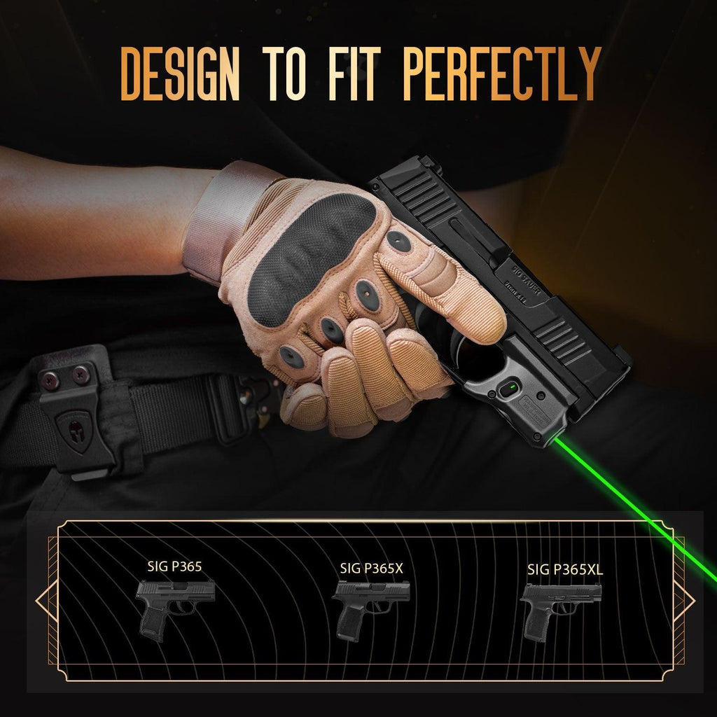 WLS-103G Laser Sight and Kydex Holster Combo Tailored Green Fit Sig Sauer P365 / P365X / P365XL, Ultra Compact P365 Beam Sight, Gun Sight with Ambidextrous On/Off Switch & Power Indicator|WARRIORLAND - WARRIORLAND