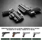 1911 IWB & OWB Convertible Holster, Fit 1911 .45ACP No Rail Pistol, Optic Ready, Adj Ride Height,Right Hand | Warriorland